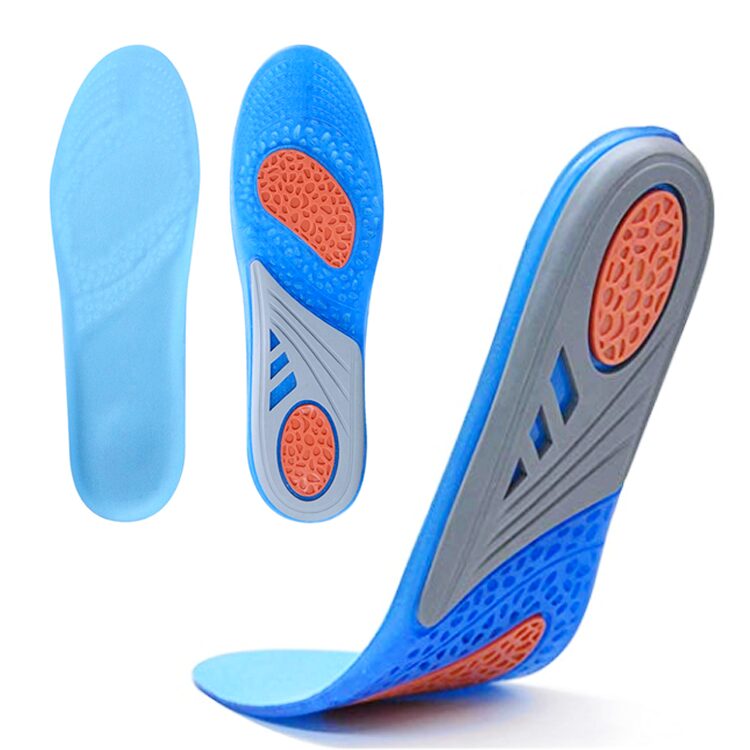 Shock absorbing gel insoles for preventing shin splints